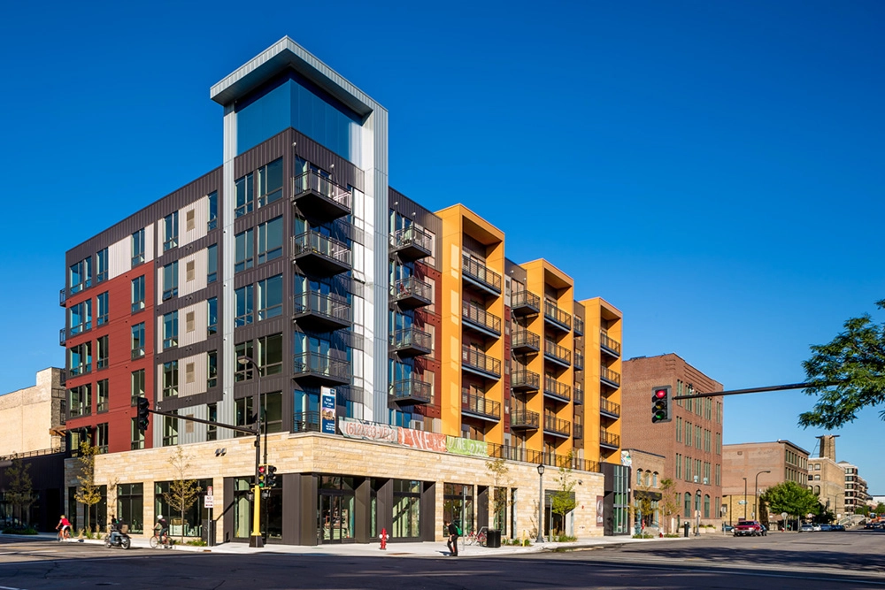 exterior of residential apartment building